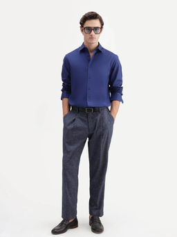 Rare Rabbit - Blue Regular Fit Solid Trouser