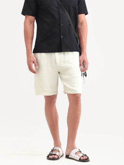 Rare Rabbit - Off White Nylon Viscose Relaxed Shorts