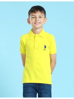 U.S. POLO ASSN. - Boys Yellow Cotton Pique Solid Polo T-Shirt