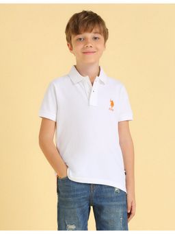 U.S. POLO ASSN. - Boys White Cotton Pique Polo T-Shirt