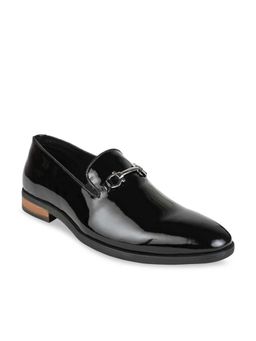 Imperio - Men Black Solid Patent Leather Formal Slip-On Shoes