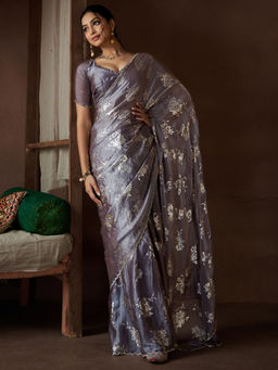 Sareemall - Metallic Silk Embellished Saree with Unstitched Blouse