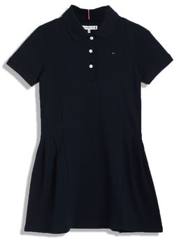Tommy Hilfiger - Girls Navy Blue Solid Dress