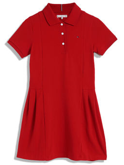 Tommy Hilfiger - Girls Red Solid Dress