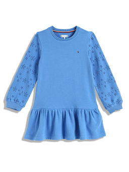 Tommy Hilfiger - Girls Blue Self Design Dress