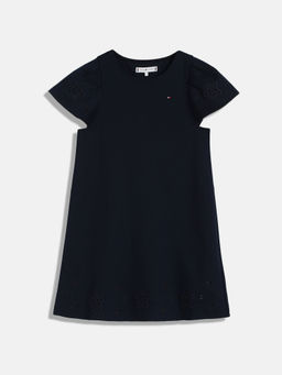 Tommy Hilfiger - Girls Navy Blue Self Design Dress