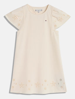 Tommy Hilfiger - Girls Cream Self Design Dress