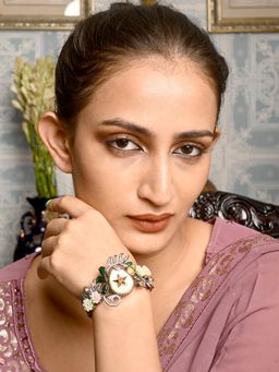 Odette - Multi-Color Silver Plated Artificial Stone Bracelet for Women