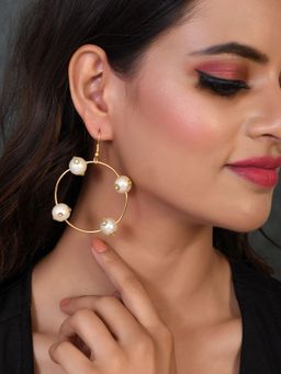 Silvermerc Designs - Gold Toned Circular Western Drop Earrings for Women