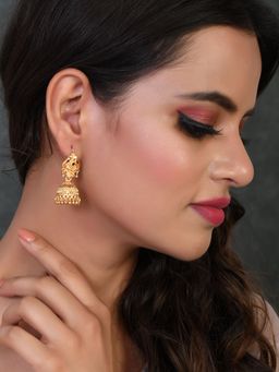 Silvermerc Designs - Set of 2 Gold Plated Handcrafted Meenakari Jhumka Earrings for Women