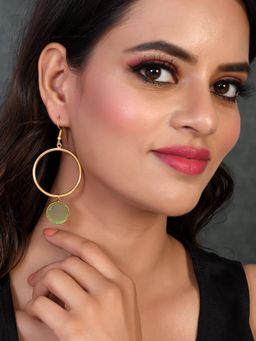 Silvermerc Designs - Gold Toned Circular Western Drop Earrings for Women