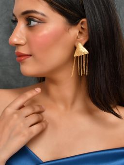 Silvermerc Designs - Gold Plated Textured Chain Drop Earrings for Women