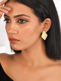 Silvermerc Designs - Gold Plated Textured Handmade Artisanal Earring for Women