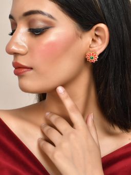 Silvermerc Designs - Gold Plated Floral Stud Earrings for Women