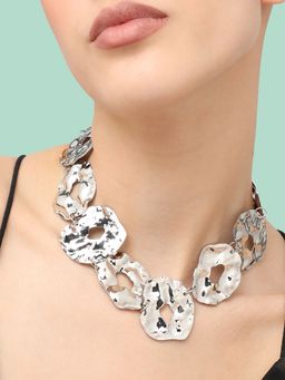 Sohi - Silver Plated Party Designer Stone Statement Necklace For Women
