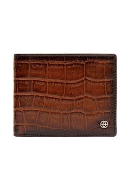 Eske - Will Mens Two Fold Wallet Rfid 8 Card Holders- Tan Croco Hand-Stitched