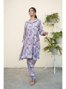 Vaasva Jaipur - Women Lavender Muslin Printed Kurta & Pant (Set of 2)