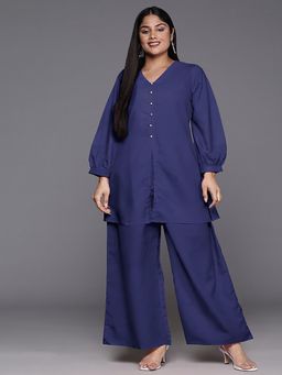 A plus by Ahalyaa - V-Neck Tunic with Palazzo Co-Ord (Set of 2)