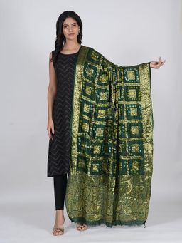 MUFFLY - Women's Silk Bandhani Bandhej Banarasi Gharchola Dupatta