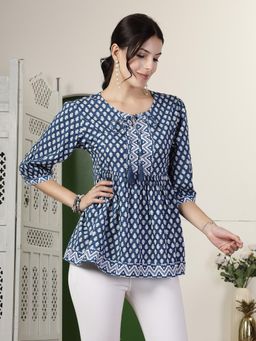 Stylum - Women's Geometric Printed Rayon Peplum Top