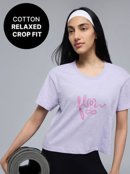 Kica - 100% Cotton Breathable Crop Top for Yoga, Pilates & Everyday Wear KIC039 Purple