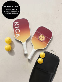 Kica - Complete Pickleball Set-2 Fiberglass Paddles,2 Indoor Balls,2 Outdoor Balls & Carry Bag KIC700(OS)