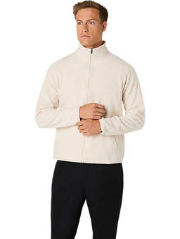 ASICS - Refined Texture Fleece Full Zip Top Jacket Off White