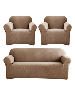 House of Quirk - Khaki Five Seater Thickened Fabric Sofa Cover Soft Touching Cover for Couch