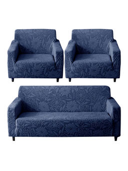 House of Quirk - Dark Blue Five Seater Thickened Fabric Sofa Cover Soft Touching Cover for Couch