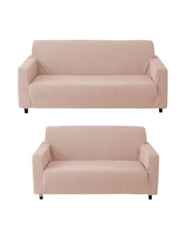 House of Quirk - Pink Five Seater Thickened Fabric Sofa Cover Soft Touching Cover for Couch