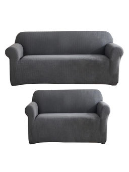 House of Quirk - Grey Five Seater Thickened Fabric Sofa Cover Soft Touching Cover for Couch