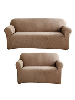 House of Quirk - Khaki Five Seater Thickened Fabric Sofa Cover Soft Touching Cover for Couch