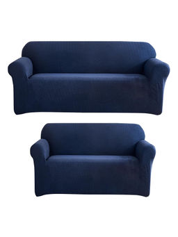 House of Quirk - Navy Blue Five Seater Thickened Fabric Sofa Cover Soft Touching Cover for Couch