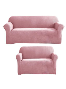 House of Quirk - Pink Five Seater Thickened Fabric Sofa Cover Soft Touching Cover for Couch