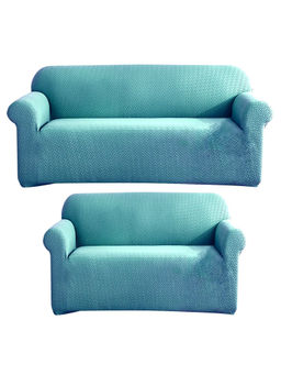 House of Quirk - Teal Five Seater Thickened Fabric Sofa Cover Soft Touching Cover for Couch