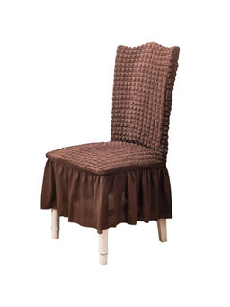 House of Quirk - Coffee Bubble Frill Protector Seat Removable Washable Short Dining Chair Cover