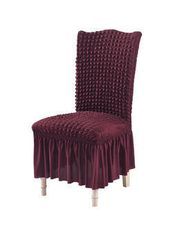 House of Quirk - Purple Bubble Frill Protector Seat Removable Washable Short Dining Chair Cover