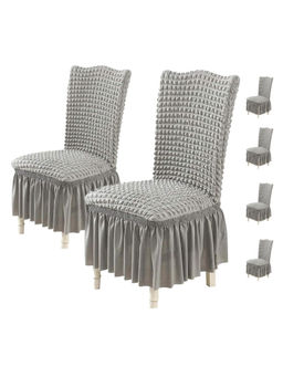 House of Quirk - Smoke Bubble Frill Protector Seat Removable Short Dining Chair Cover (Pack Of 6)