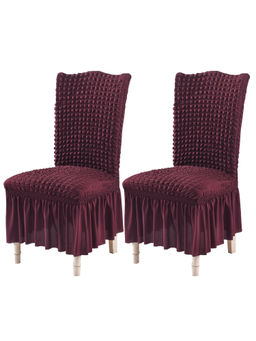 House of Quirk - Purple Bubble Frill Protector Seat Removable Short Dining Chair Cover (Pack Of 2)