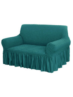 House of Quirk - Teal Bubble Frill Double Seater Sofa Slipcovers Durable Universal High Elastic