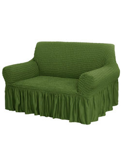 House of Quirk - Green Bubble Frill Double Seater Sofa Slipcovers Durable Universal High Elastic