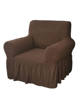 House of Quirk - Coffee Bubble Frill One Seater Sofa Slipcovers Durable Universal High Elastic