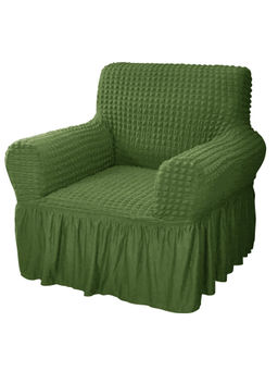 House of Quirk - Green Bubble Frill One Seater Sofa Slipcovers Durable Washable Universal High Elastic