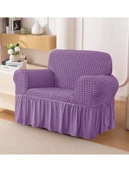 House of Quirk - Purple Bubble Frill One Seater Sofa Slipcovers Durable Universal High Elastic