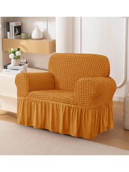 House of Quirk - Gold Bubble Frill One Seater Sofa Slipcovers Durable Washable Universal High Elastic