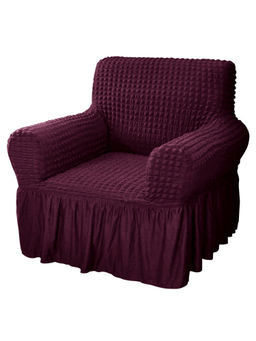 House of Quirk - Purple Bubble Frill One Seater Sofa Slipcovers Durable Washable High Elastic