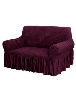 House of Quirk - Purple Bubble Frill Triple Seater Sofa Slipcovers Durable Universal High Elastic