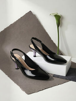 ROCIA - By Regal Black Women Sling Back Kitten Heels