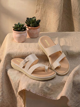 ROCIA - By Regal Beige Women One-Toe Patent Heels