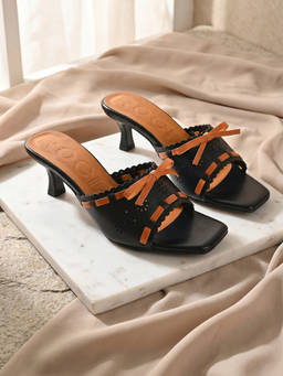 ROCIA - By Regal Black Women Stylish Bow Kitten Heels